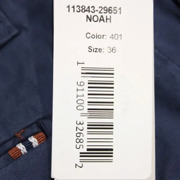 Pantalon Décontracté Bleu Uni Homme Handpicked - Taille L (US) - Ceinture Cordon - 100% Coton - Neuf Avec étiquette